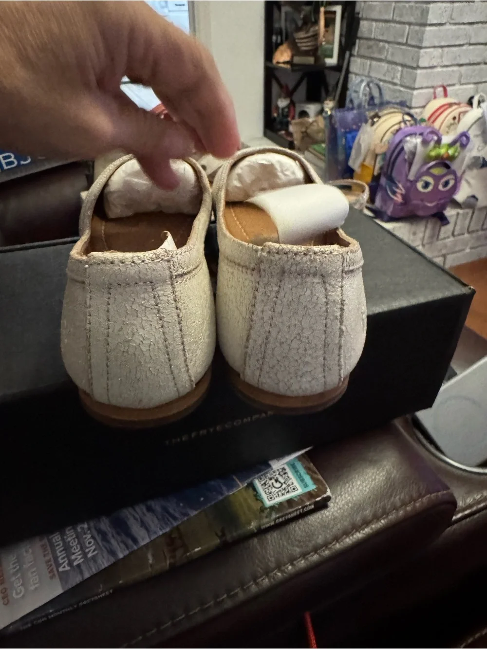 Frye Cream Textured Ballet Flats